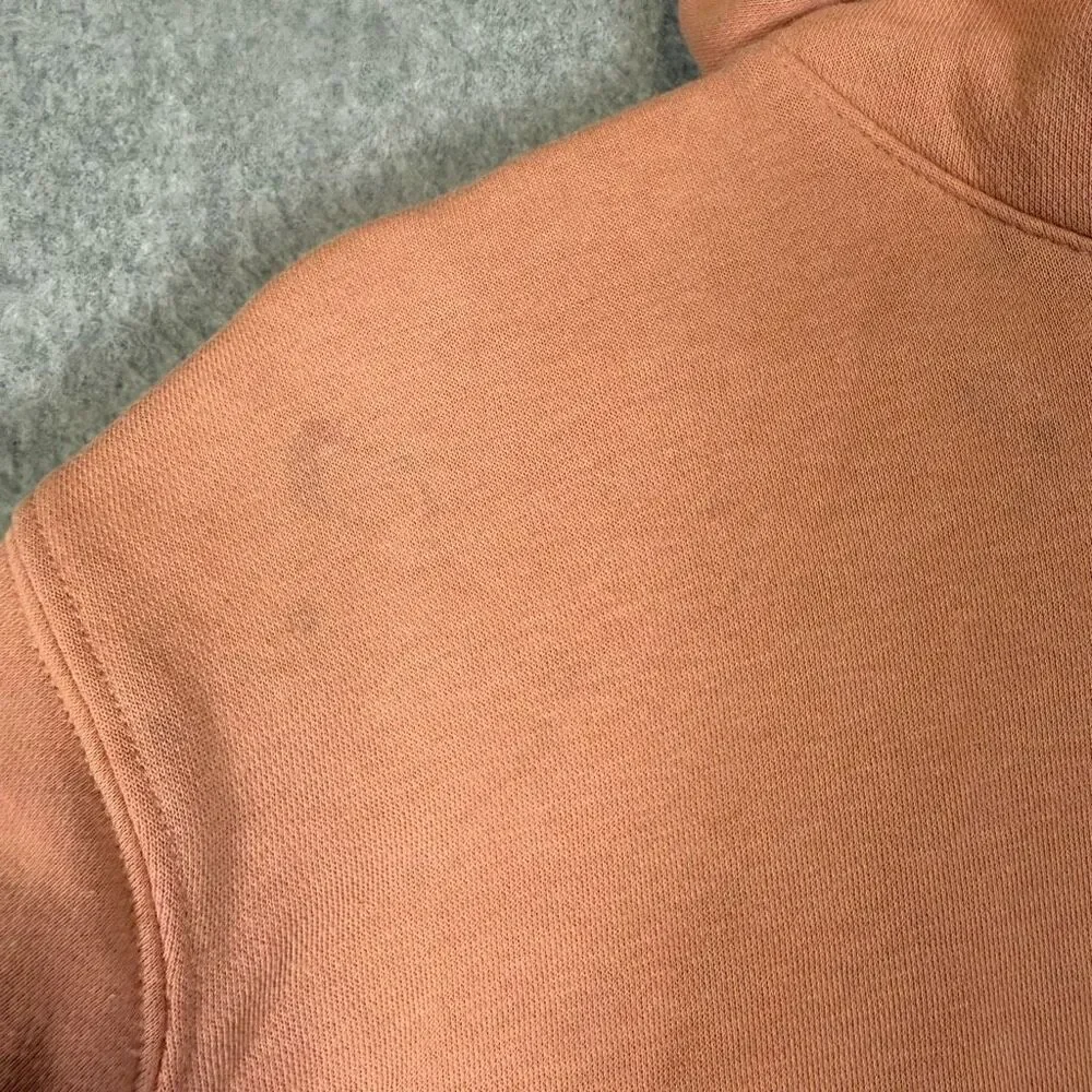 Nike Mens Size Medium Pullover Hoodie Sweatshirt Orange Front Pocket Swoosh Logo